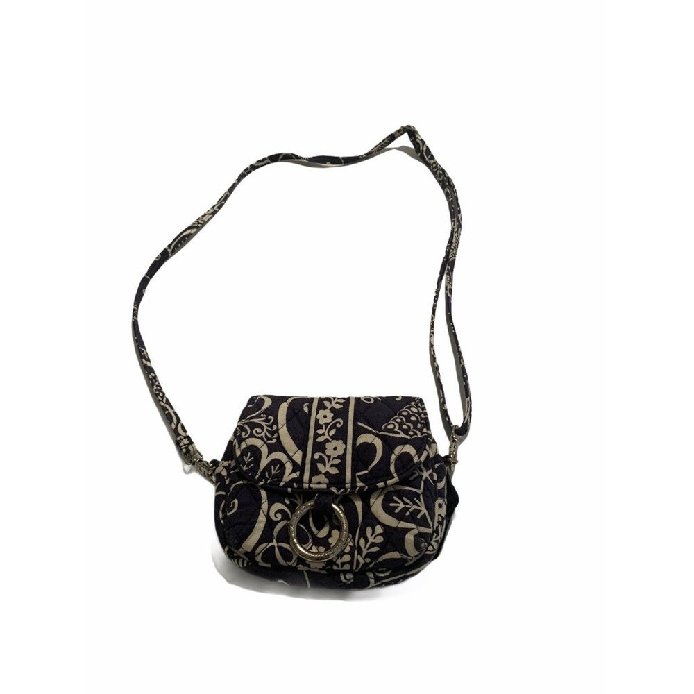 Vera Bradley Crossbody Small Quilted Navy Blue Whi - Picture 1 of 12